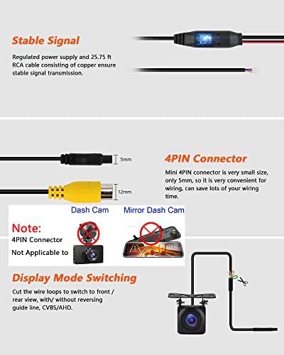 Câmera de backup atualizada para carro AHD Back Up Night Vision Reverse Câmera IP69 Vista frontal traseira à prova d'água Câmera de