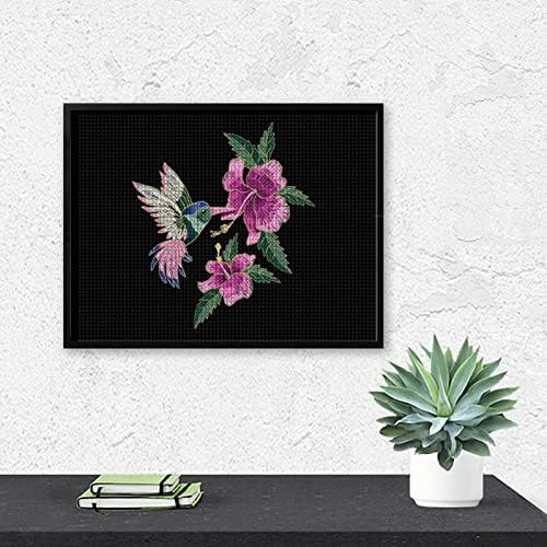 Kits de pintura de diamante de Hibiscus Hummingbird para adultos Praça quadrada completa Diamond Picture Wall Art para decoração