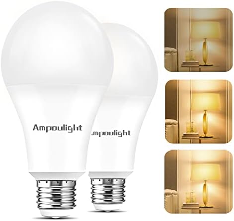 Ampoulight 3 vias Lâmpada LED 50-100-150W Equivalente A21,3 Via Bulbo 4000k Branco natural, 500-1600-2200lm de altura
