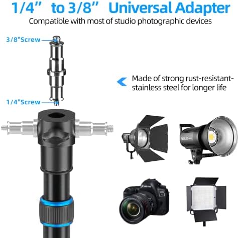 Suporte leve de 9ft/2,7m, suporte de tripé de alumínio com fotografia super leve com adaptador universal de 1/4 ”a 3/8” para estúdio