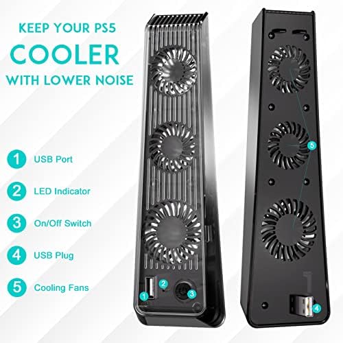 Fã de resfriamento do ventilador PS5 Nicemovic para acessórios PS5, ventilador de resfriamento PS5 atualizado com três poderosos fãs