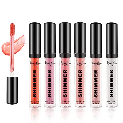 Maria Ayora Shimmer & Hydrating Lip Gloss com plumper labial de ácido hialurônico para mulheres e meninas, 0,12fl oz