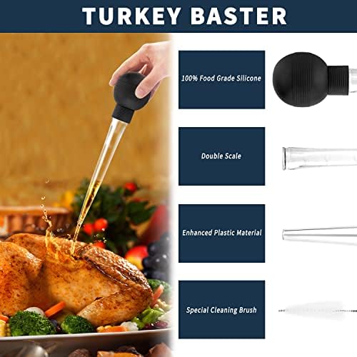 Kendane Turkey Baster com escova de limpeza, seringa Baseter para assar em casa e peru de torrefador, inclua lâmpada