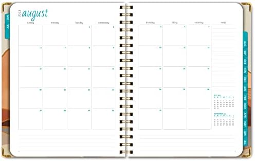 Ano acadêmico de capa dura 2023-2024 Planejador: 8.5 x11 Diário da agenda do planejador mensal diário. Marco, pasta