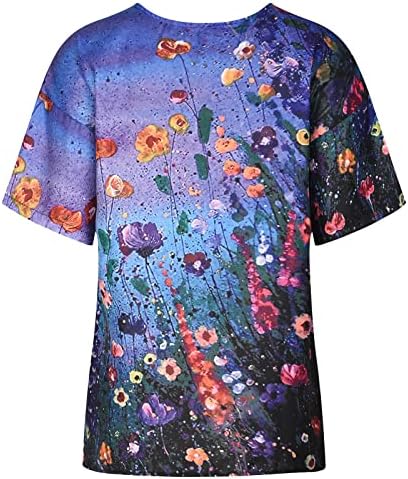 Camiseta de manga curta mulher caia roupas de verão roupas florais princesa deusa fluida de falha solteira camisa de blusa para