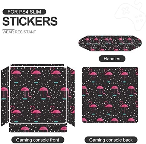 GEOMETRIA FLAMINGO STELHER SKIN para PS-4 Slim Console e Controller Wrap Full Skin Protector Cover compatível com PS-4 Pro