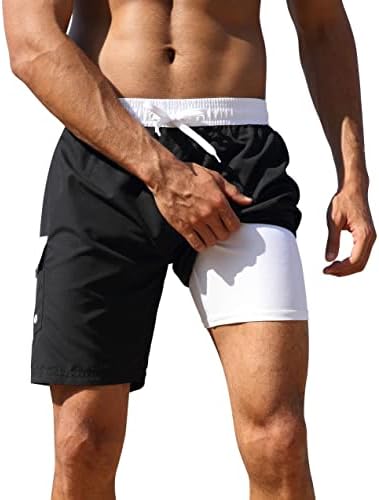 Troncos de natação masculinos de não -we com revestimento de compressão de shorts de praia de surf de água seca