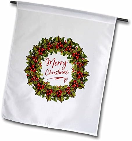Aroduz de Holly de Natal 3drose com texto vermelho em fundo branco - Bandeiras