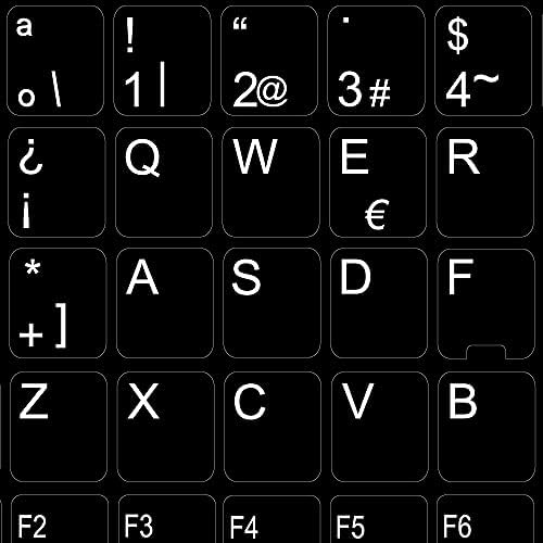 Substituição de adesivos de teclado espanhol no fundo preto