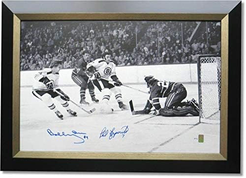Bobby Orr Phil Esposito emoldurado 26x36 Dual Signes Charging Charging Net Prova 3/6 - ARTA Autografada da NHL