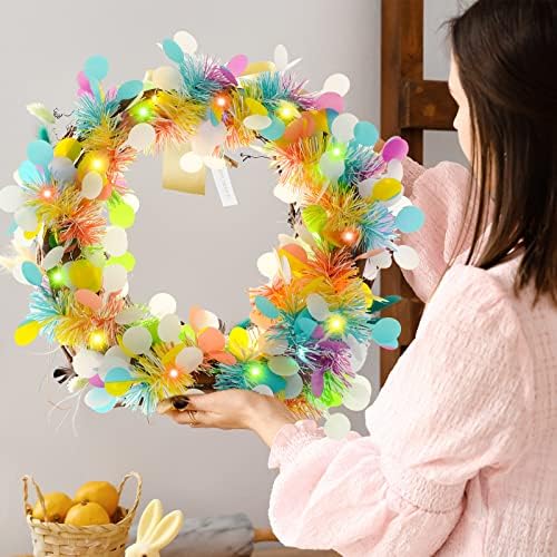 4 PCs 52,5 pés Tinsel Garland com 40 LEDS Luzes de cordas iluminadas Tinsel Twist Garland para árvores Festival Decorações de