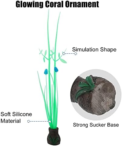 Vocoste Aquarium Simulation Coral Orchid Flor, ornamentos de brilho de coral fluorescente de silicone decoração de