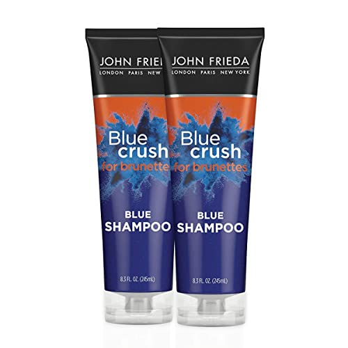 John Frieda Blue Crush Blue Shampoo para morenas, tons de cabelo atrevidos para morenas, 8,3 oz