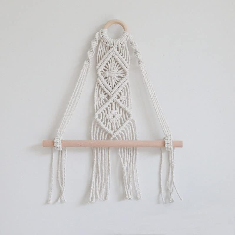 Porta -toalhas de papel de montagem na parede, boho macrame de madeira, suporte para toalhas de papel higiênico,