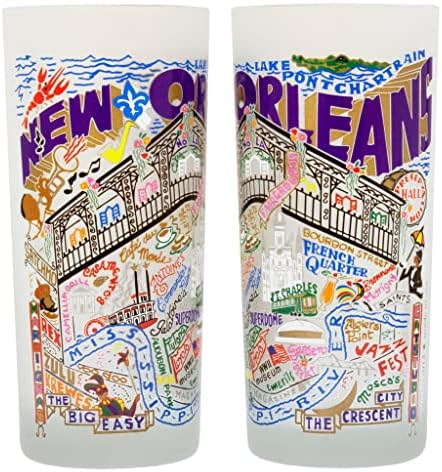 Catstudio Nova Orleans bebendo vidro | Obra de arte inspirada na geografia impressa em uma xícara de gelo