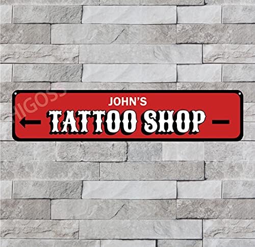 Tattoo Shop Metal Sign, Tattoo Artist Name Gift, Custom Direcional Arrow Ink Lover Man Caver