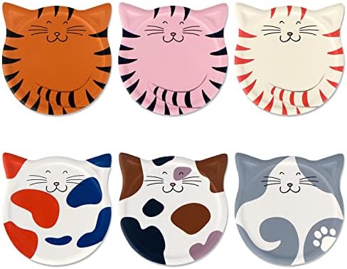 6pcs CACASSUSTRAS CERAMICAS em forma de gato Coasters de rosto de gato fofos para bebidas absorventes idéias de presente exclusivas