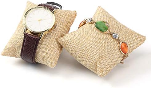6pcs Linho de linho Pequeno pulseira de travesseiro de travesseiro almofadas de travesseiro para displays de jóias