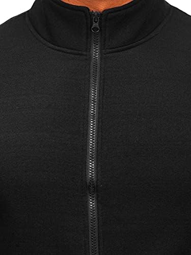 Jackets de pista masculina Black Leveshirts Full Full Zip Mock pescoço de manga longa com bolso