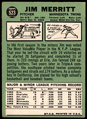 1967 Topps # 523 Jim Merritt Minnesota Twins Fair Twins