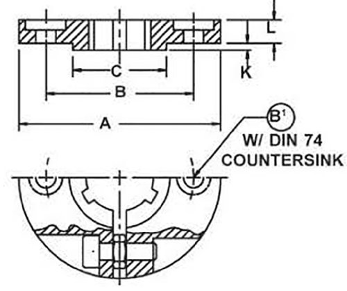 KC32 Métrico Ametric Spline Split Collar, KN 32x38 Perfil, aço C1045, DIN 5463, 80 mm de diâmetro externo, círculo de parafuso de 65