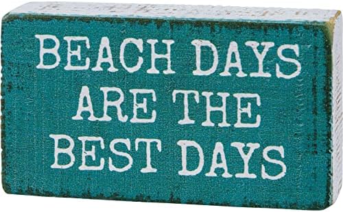 Primitivos de Kathy Beach Days são os melhores dias placas de bloqueio de madeira teal azul bandeja de bandeja prateleira