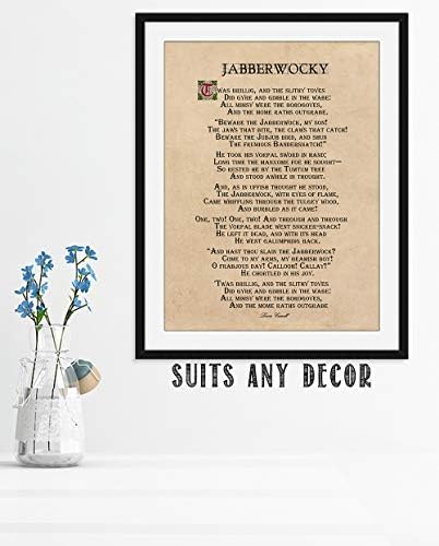 Poema de Jabberwocky Arte da parede, 11 x14 impressão sem moldura - versão impressionante de The Jabberwocky por Lewis
