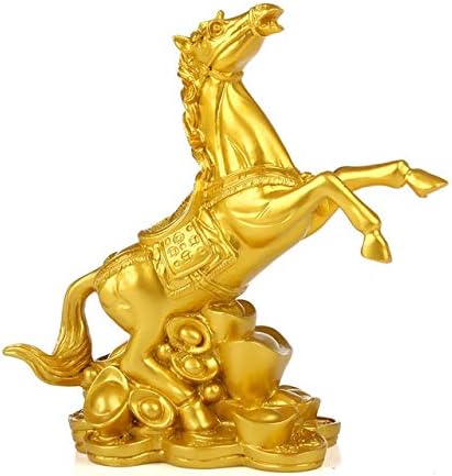 Yfqhdd resina artesanato decorações de casa decorações de casas de ouro de ouro retro estátua de escultura de cavalos de