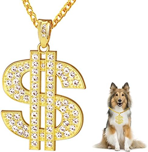 Colar de cães de cães de corrente de ouro Funka com colar de cão cubano ajustável com pingente de chumbo de cristal pingente