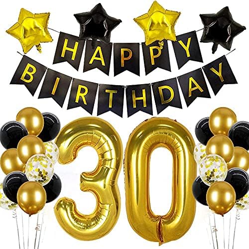 Dirty 30th Birthday Decorações para ele, 30 Balões de aniversário de 30º aniversário de festa 30 números de balão Homens Cheers a