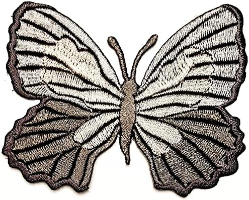Kleenplus 2pcs. Grey Butterfly costurar ferro em remendo apliques artesanal de roupas artesanais Vestido de vestido Chapé