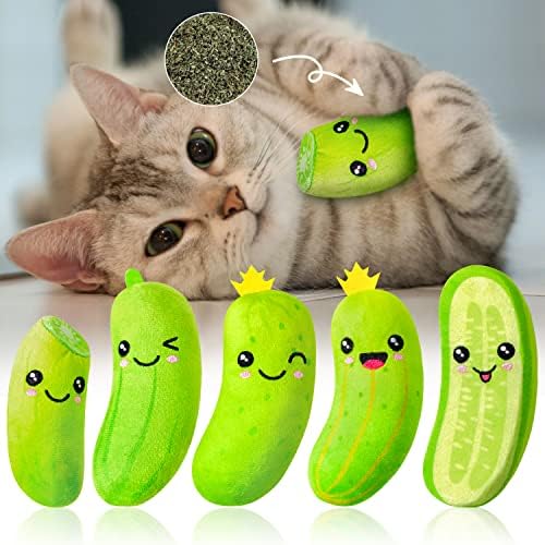 Mallmall6 15pcs Picles Peple Toys Catnip e conjunto interativo de brinquedos de gatos rosa, gato de gato coberto picada de