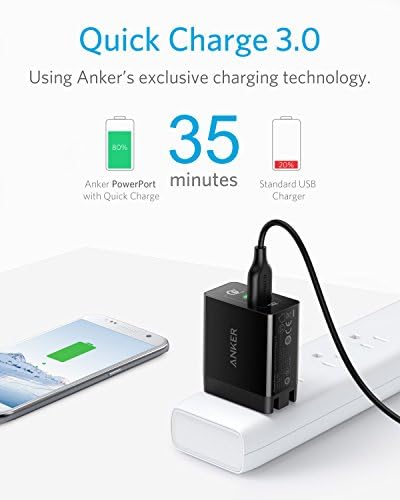 Quick Charge 3.0, Anker 18W 3amp USB Wall Charger Powerport+ 1 para carregador sem fio, Galaxy S10E/S10/S9/S8/Plus, nota