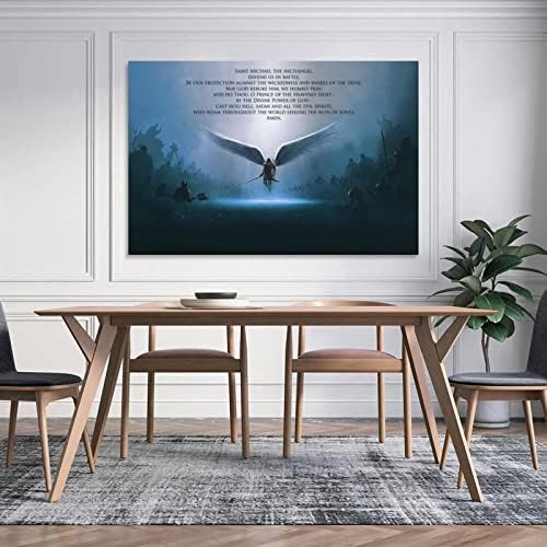 Fbroceh Angel Inspiration Quotations Poster Saint Michael O Arcanjo nos defende em Poster de Batalha Pintura Decorativa Canvas