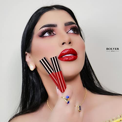 Bolver Lip Lip Liquid Lipstick, 24 horas com duração de cores intensas para todos os lábios. Disponível em uma seleção de tons dramáticos