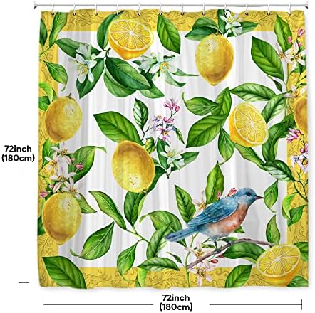 Onecmore Leman Chuard Curtain Summer Fruta verde folhas de limão Flor Plant Bird Bird para decorações de banheiros