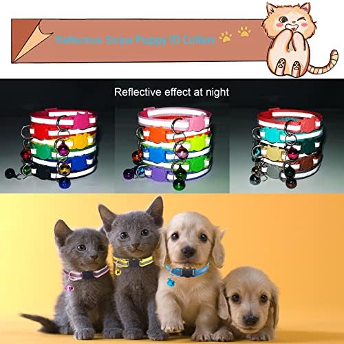 18 PCS Puppy Id Collars Collares Reflexivo Colares de cachorrinho colares de cachorros com colarinho de cachorro ajustável Bell
