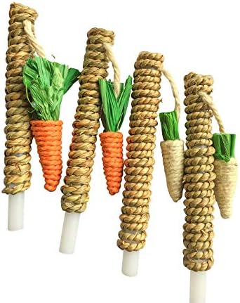 Hamiledyi Rabbit Bunny Chew Toys Rattan Grass Scratcher Climbing Tree Fun Tree Cenout Toys Toys for Small Animal