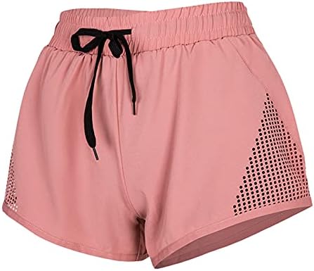 HDGTSA Feminino de cor esportiva sólida ioga seca rápida calça de curta