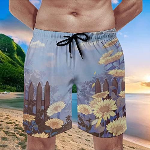 Menores de banho masculino de moda de moda lazer à beira da praia de férias de praia quente 3D de impressão digital Lace Up Mesh