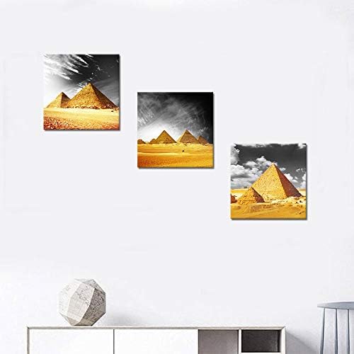 3 painel Pirâmides egípcios Canvas de parede Imagem de parede laranja cinza branco foto de arte moderna quarto pôster decorativo