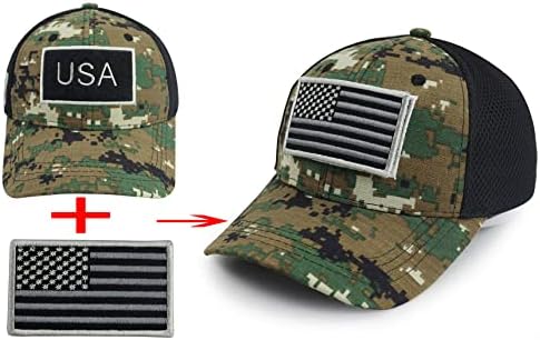 Xucamty USA Flag Patch Baseball Cap for Men Mulheres, Chapéu de caminhão de camuflagem bordado e engraçado