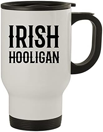 Molandra Products Irish Hooligan - caneca de viagem de aço inoxidável de 14 onças, branco