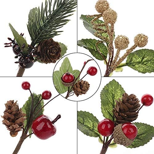 Firlar Christmas Mini Berry Pine Tree Filmes, 20-Pack Artificial Holly Berries Red Berry Flor Ornaments Para Wreaths