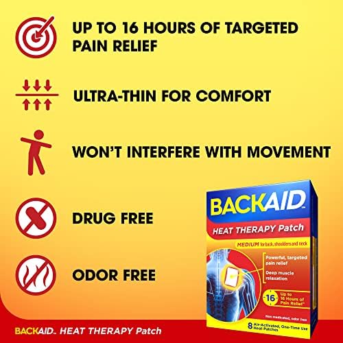 Backaid therapy terapia, almofada de aquecimento portátil, médio para as costas, ombros e alívio da dor no pescoço,