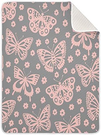 Kigai Pink Butterfly & Flowers Clanta de bebê Gerdo de berço macio e quente 30x40 polegadas Swaddle Recebendo cobertores para