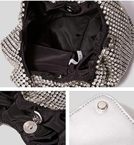 AllsolVable Rhinestone Mini Bag Women Women Blingbling Sparkle Bolsa de embreagem de cristal Bolsas de prata