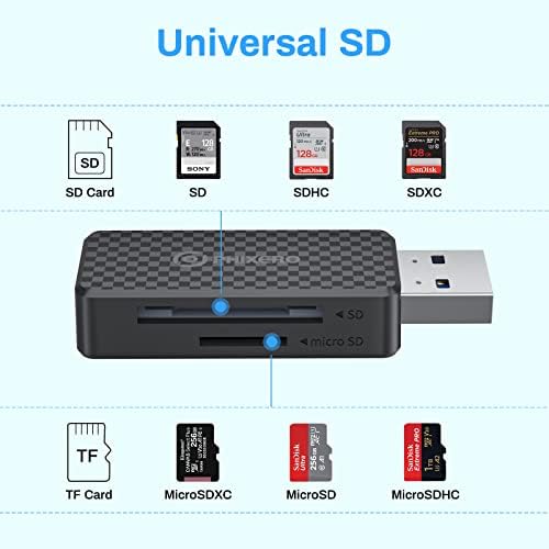 Leitor de cartão sd phixero para cartão de memória da câmera, 2 em 1 micro sd/sd leitor de cartão USB c com 5gbps Super