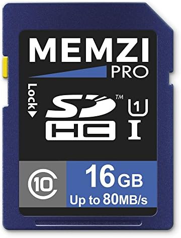 MEMZI PRO 16GB Class 10 80MB/s SDHC Memory Card for Nikon D3300, D3200, D3100, D810, D810A, D800E, D800, D610, D600,