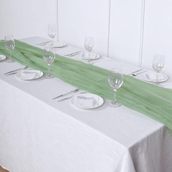 EFAVORMART 6ft Sage Green Premium Chiffon Table Runner para o restaurante de banquetes para refeições para festas Casa de cozinha